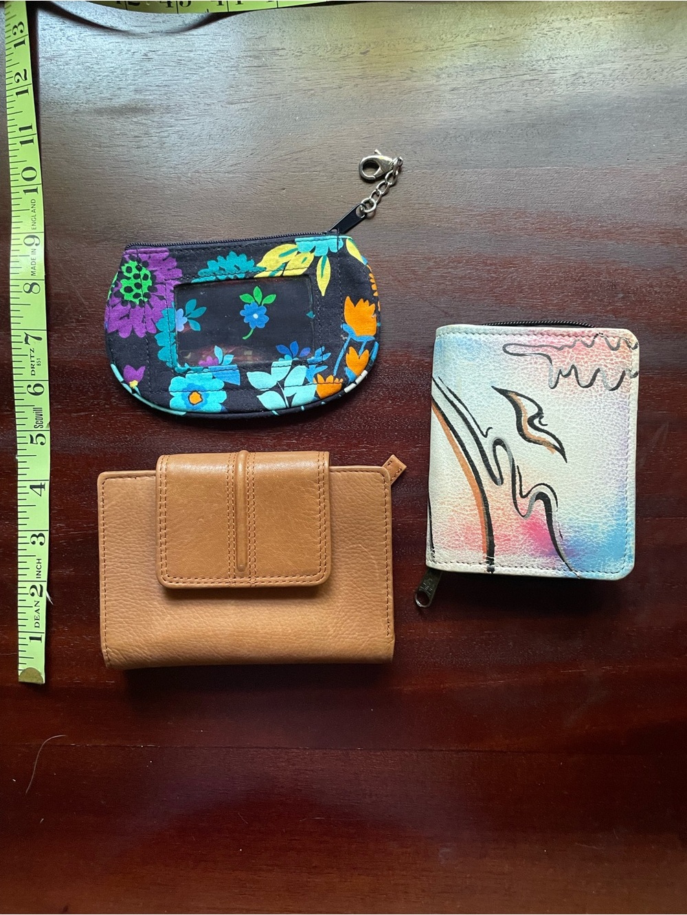 Vera Bradley Floral Black Blue Purple Coin Wristlet